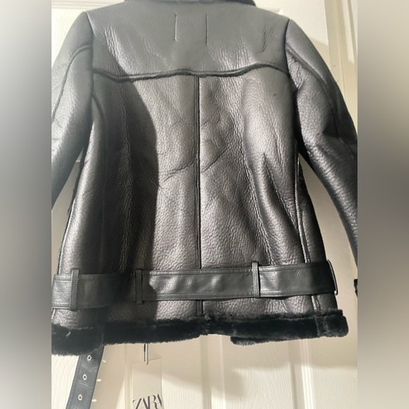 @@@ZARA@@@Zara Biker Belted Double-Faced Jacket. - Picture 5 of 16